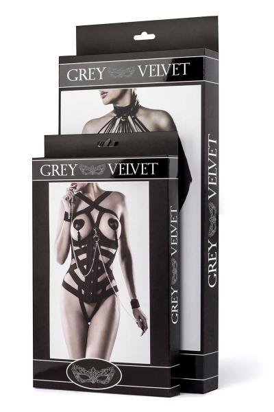 GREY VELVET 3-part Suspender-Corsage-Set